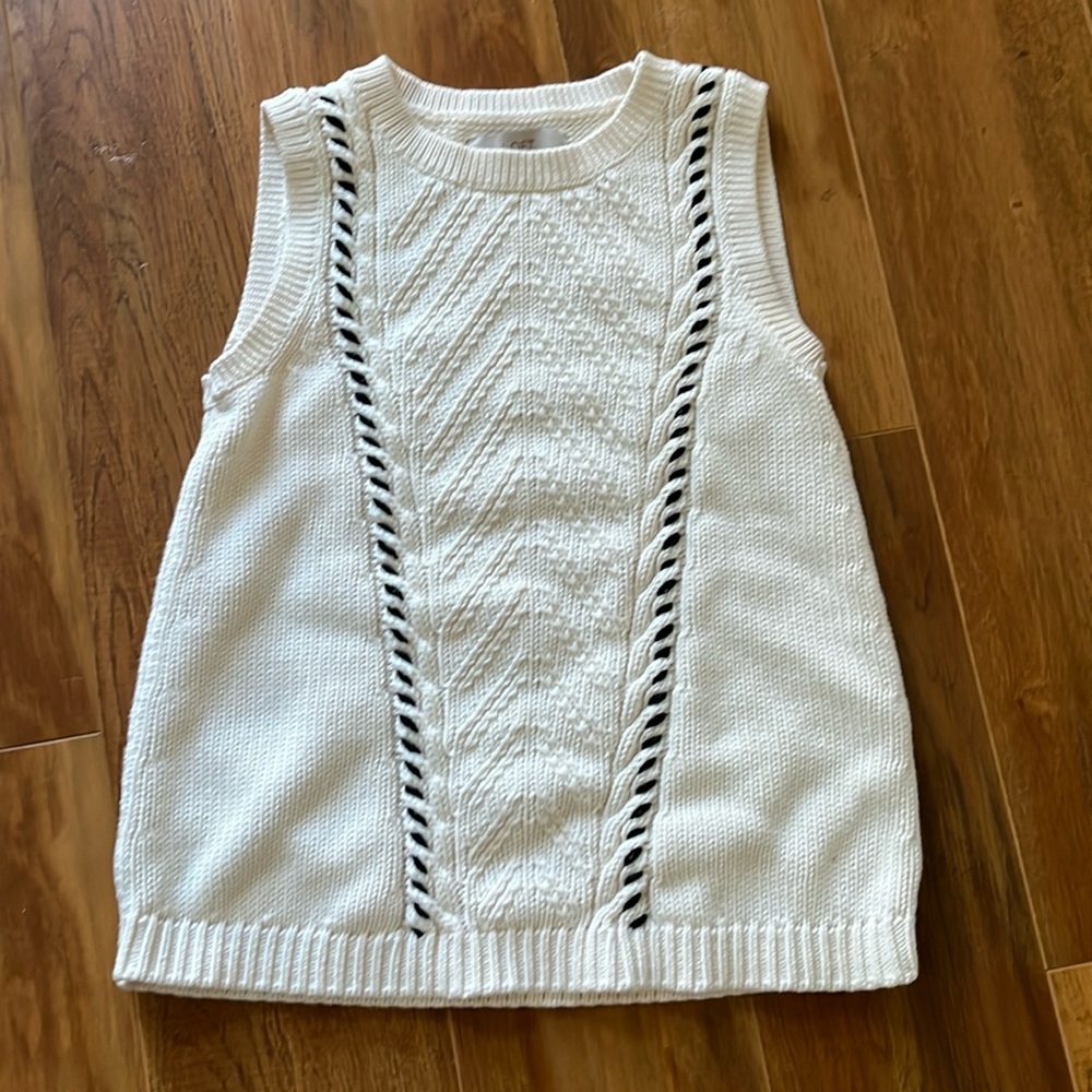 Ann Taylor LOFT Cream Knit Sweater Vest XS